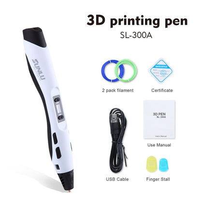 SUNLU 3D Pen SL 300A 3D Printing Pen Support PLA ABS PCL Filament 2 Models Temperature 3D Drawing Safe To Children Drawing Set