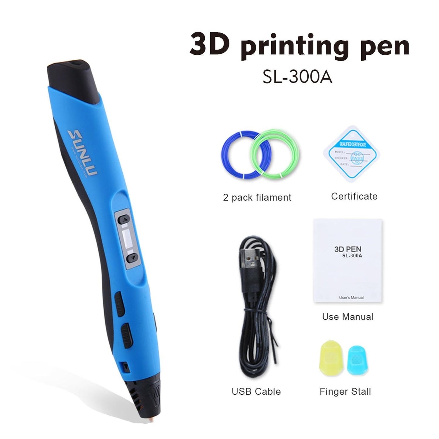 SUNLU 3D Pen SL 300A 3D Printing Pen Support PLA ABS PCL Filament 2 Models Temperature 3D Drawing Safe To Children Drawing Set